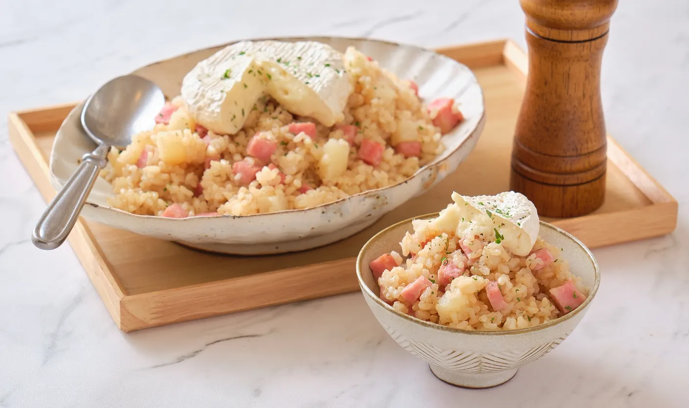 じゃがいもとベーコンの カマンベールチーズ炊き込みごはん