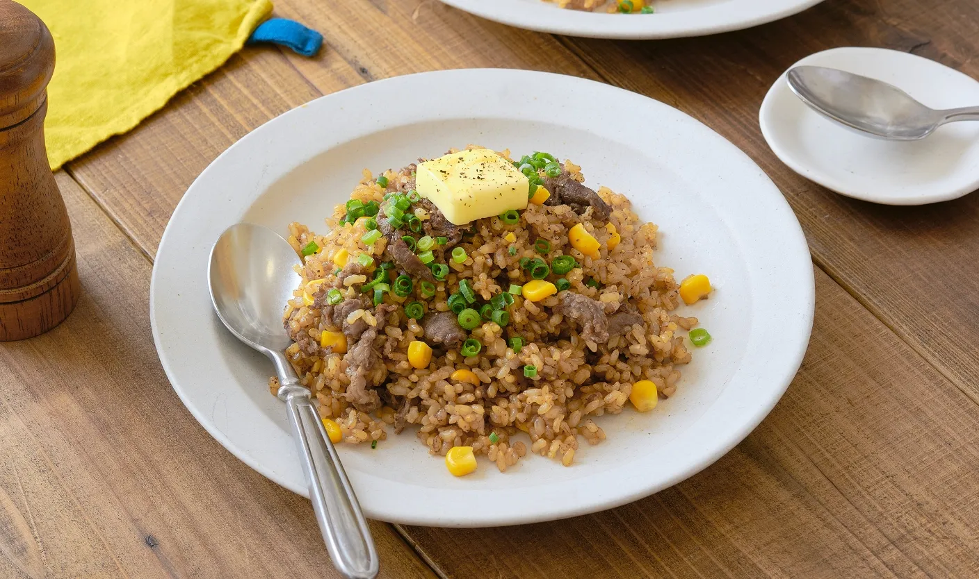 焼肉のタレで味付け簡単！牛肉とコーンのバターライス